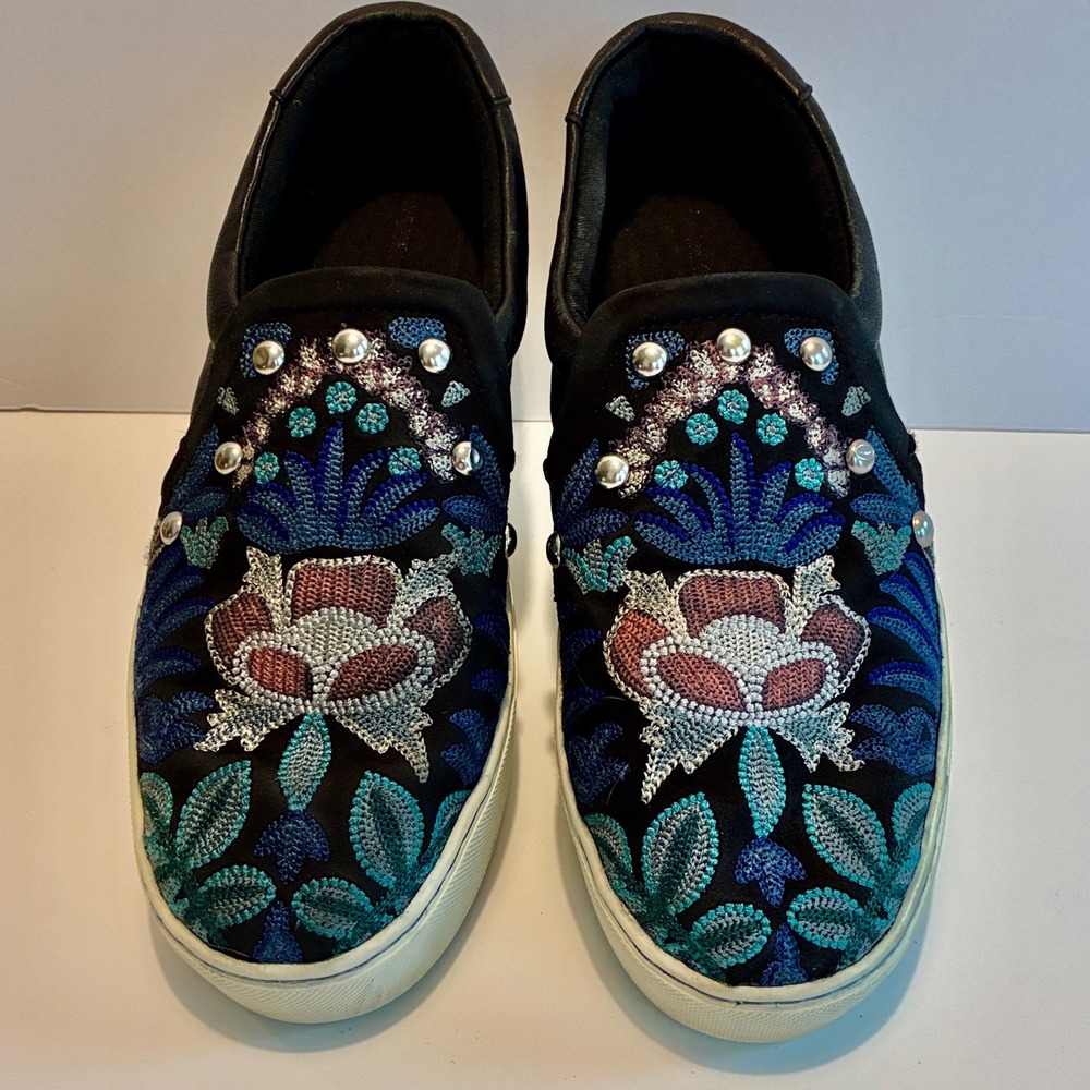 Rebecca Minkoff Noelle 6 Sneaker platform floral embroidered embellished boho